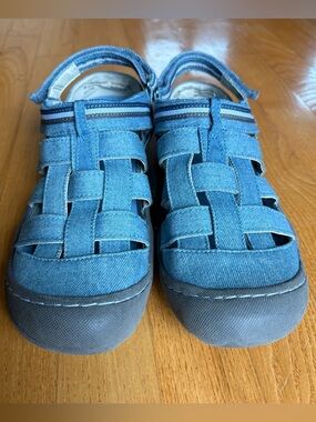 JBU by Jambu Olympia Sandals Water Fisherman Shoes Blue Denim Vegan Womens Sz 9